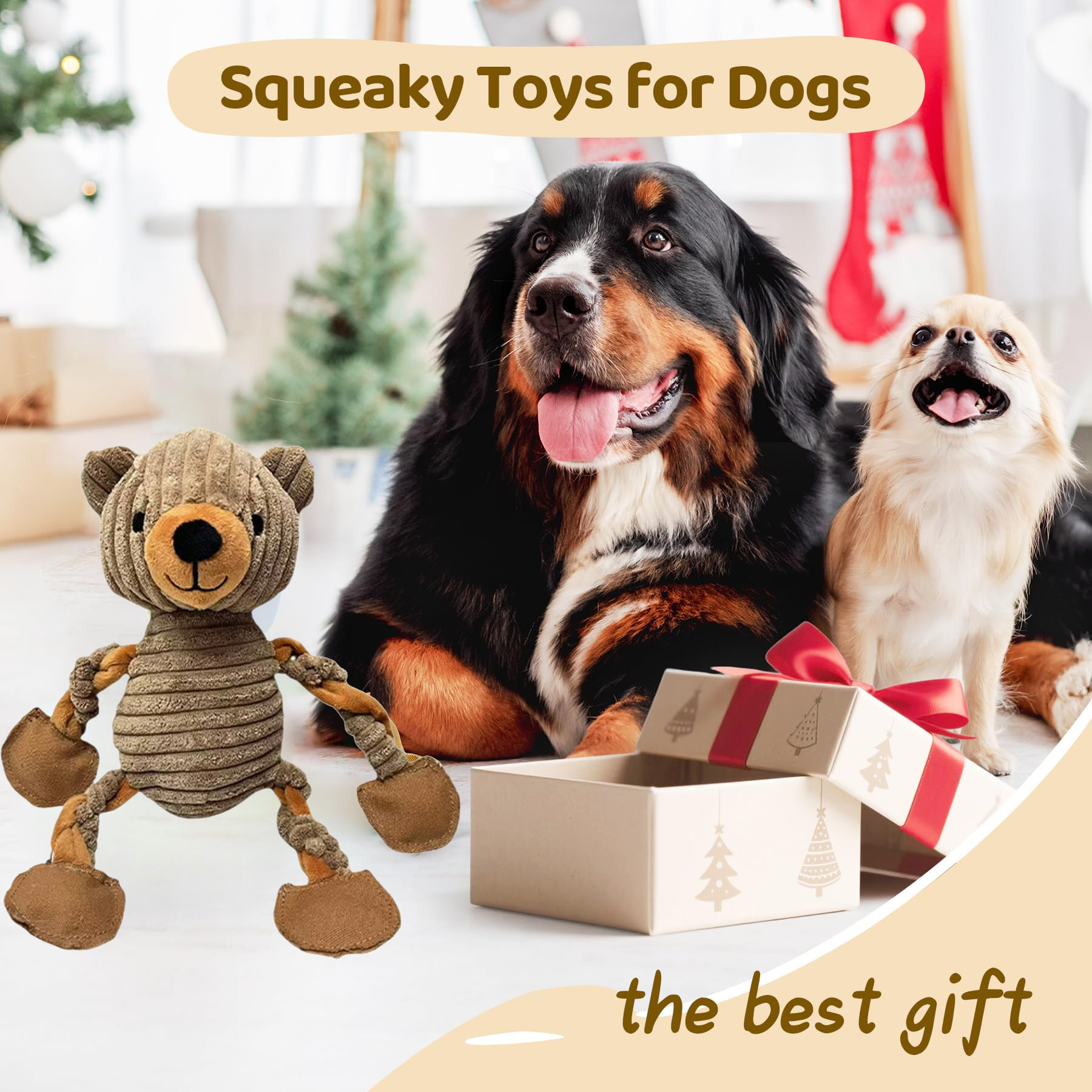 Squeaky Dog Toys, Tug of War Plush Toys