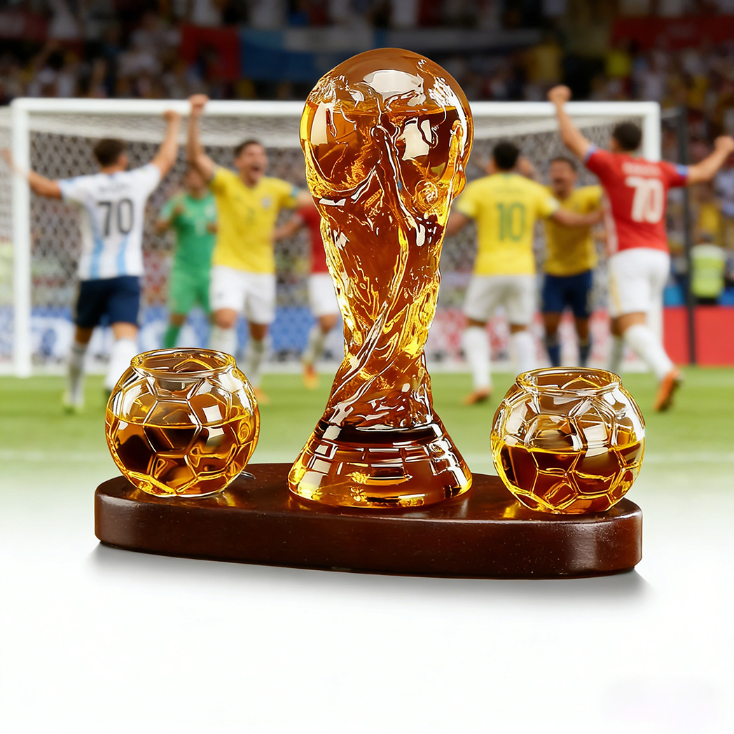 World Cup Trophy Whiskey Bottle Decanter Set