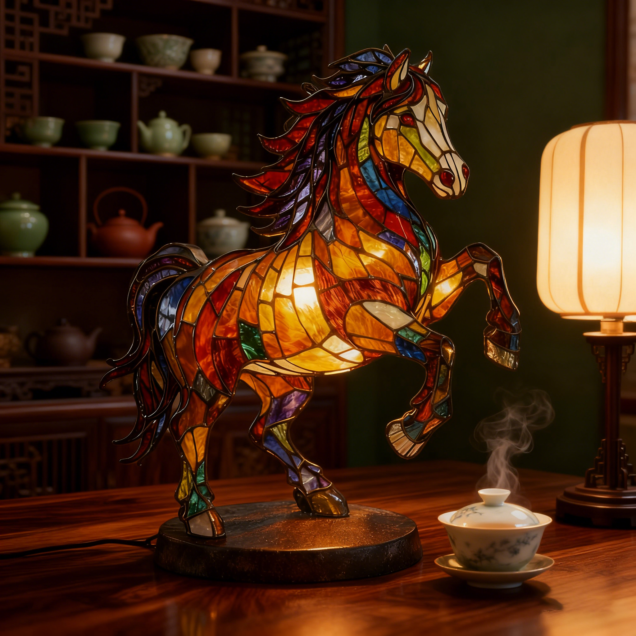 Lucky Stained-Glass Horse Lamp – Year of the Horse 2026 Collector’s Light 🐎✨