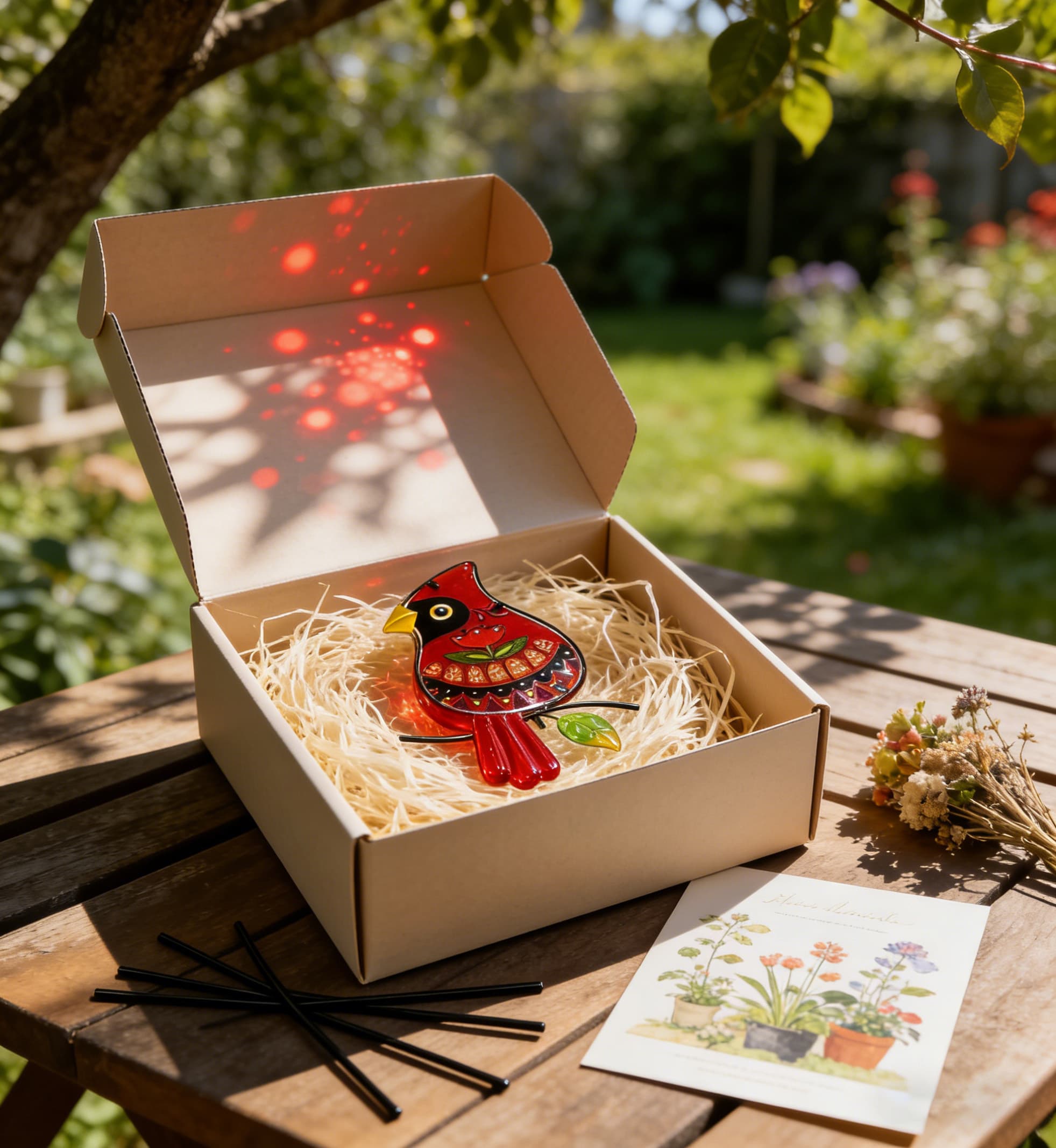 Sea Glass Bird Garden Stake