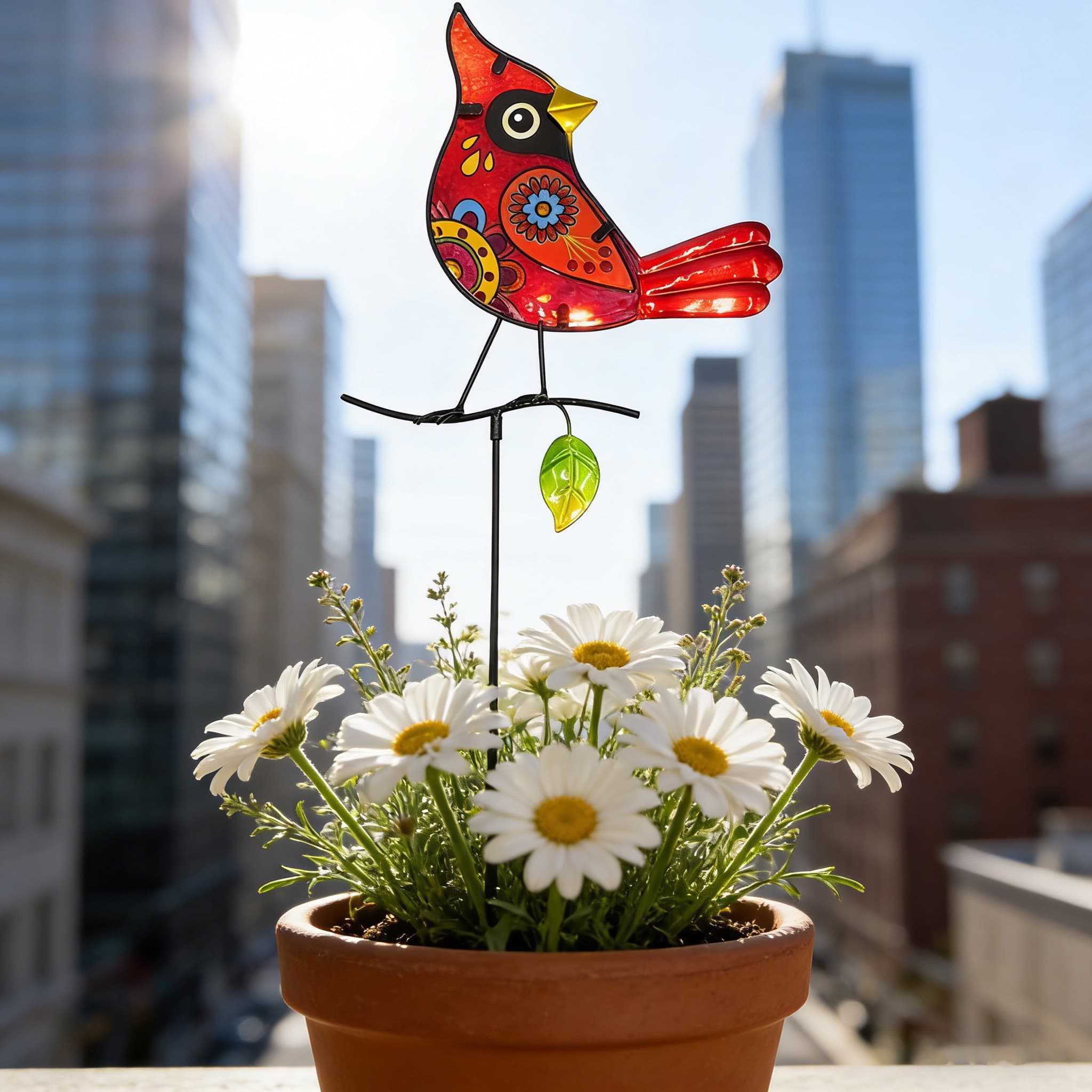 Sea Glass Bird Garden Stake