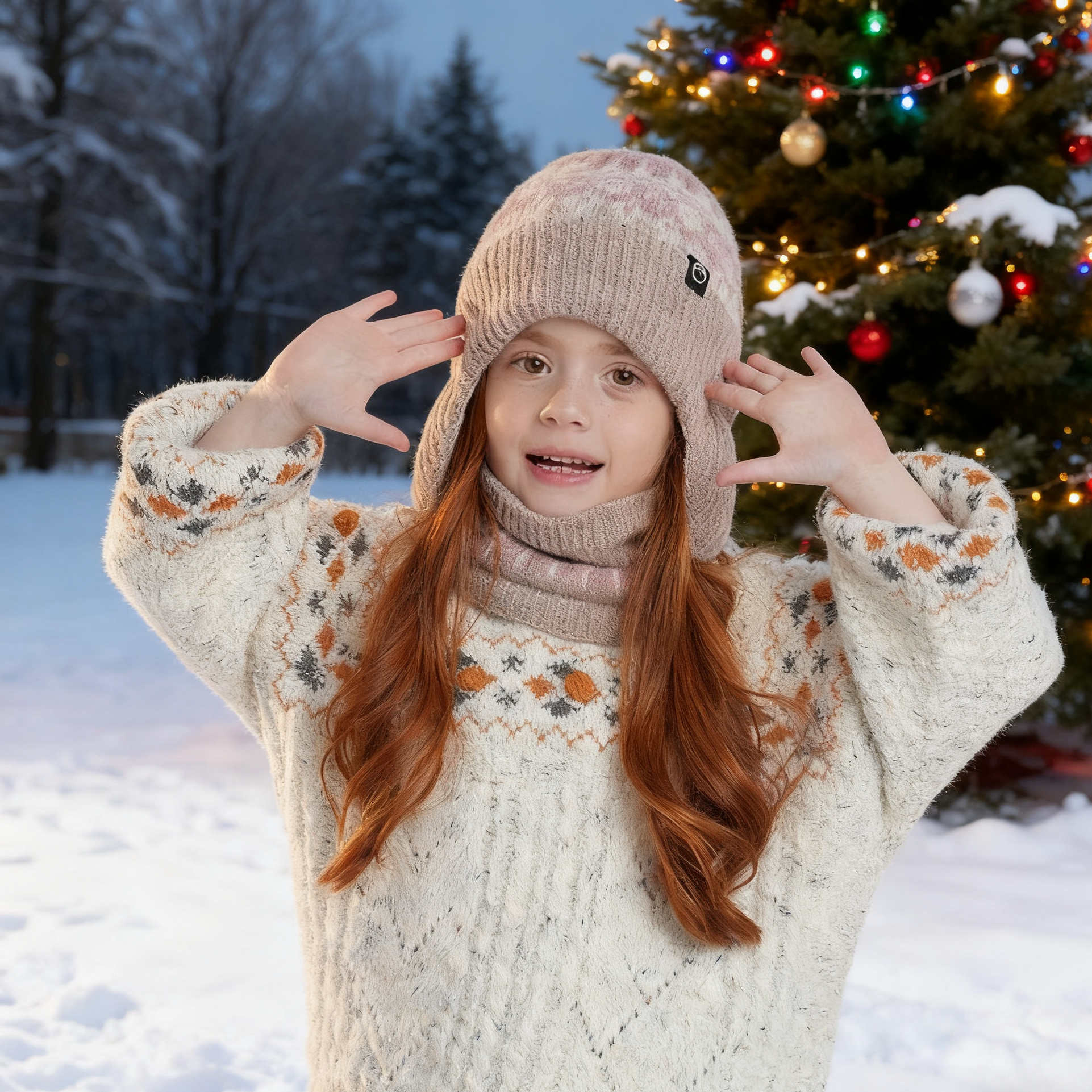 2 in 1 Hat Scarf Winter Set