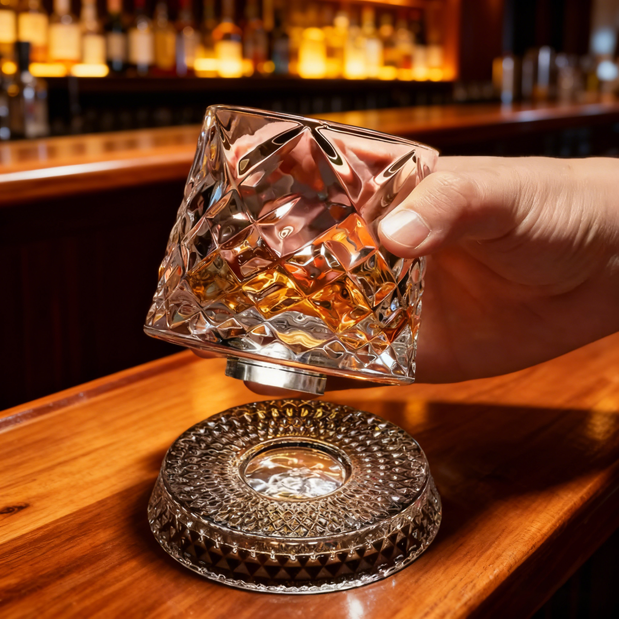 Rotating Crystal Whiskey Glasses Set