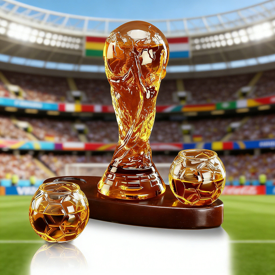 World Cup Trophy Whiskey Bottle Decanter Set