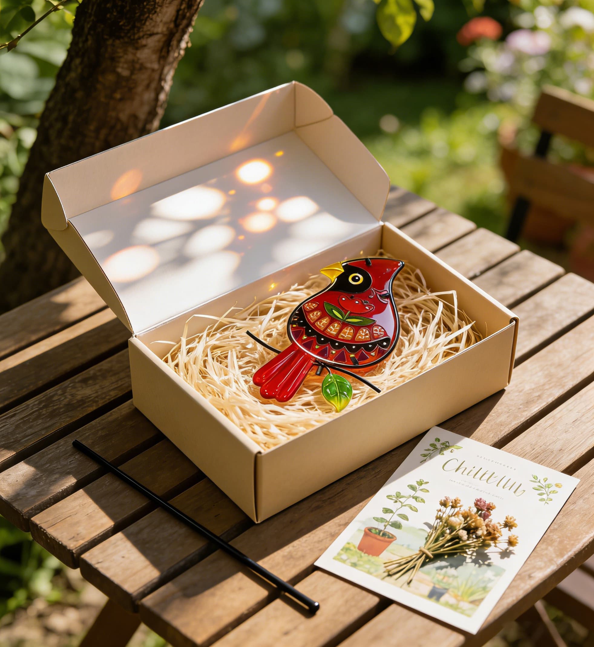 Sea Glass Bird Garden Stake