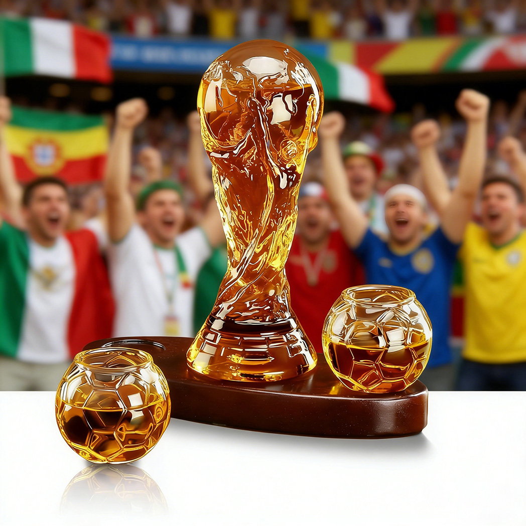 World Cup Trophy Whiskey Bottle Decanter Set