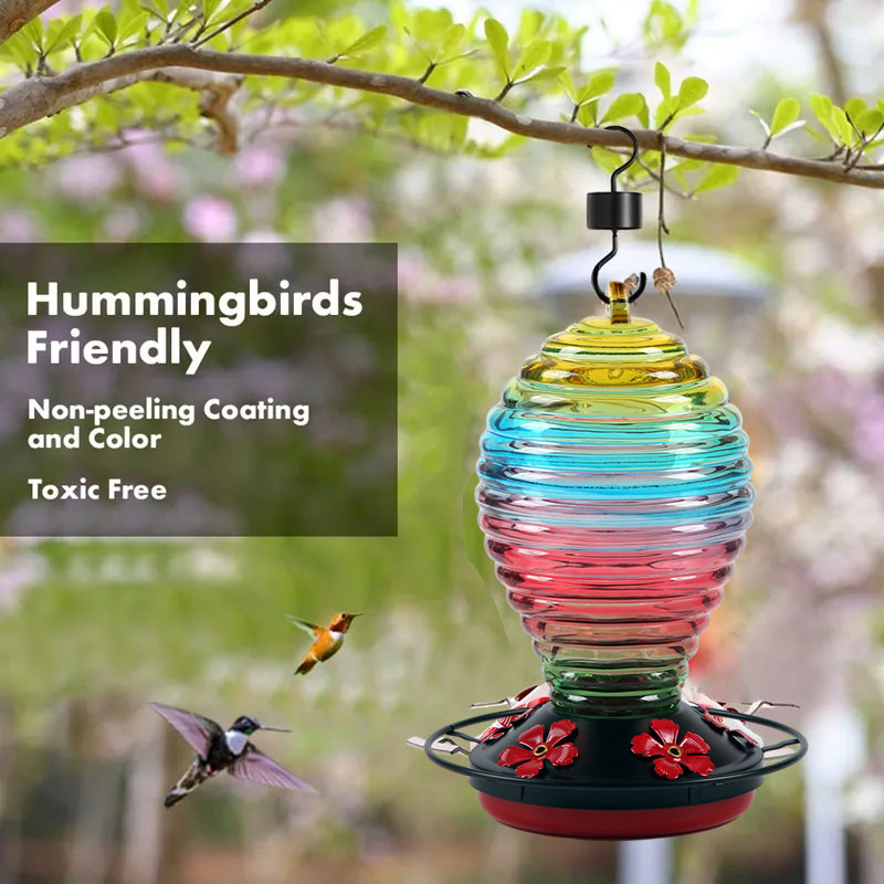 Hand Blown Glass Hummingbird Feeder