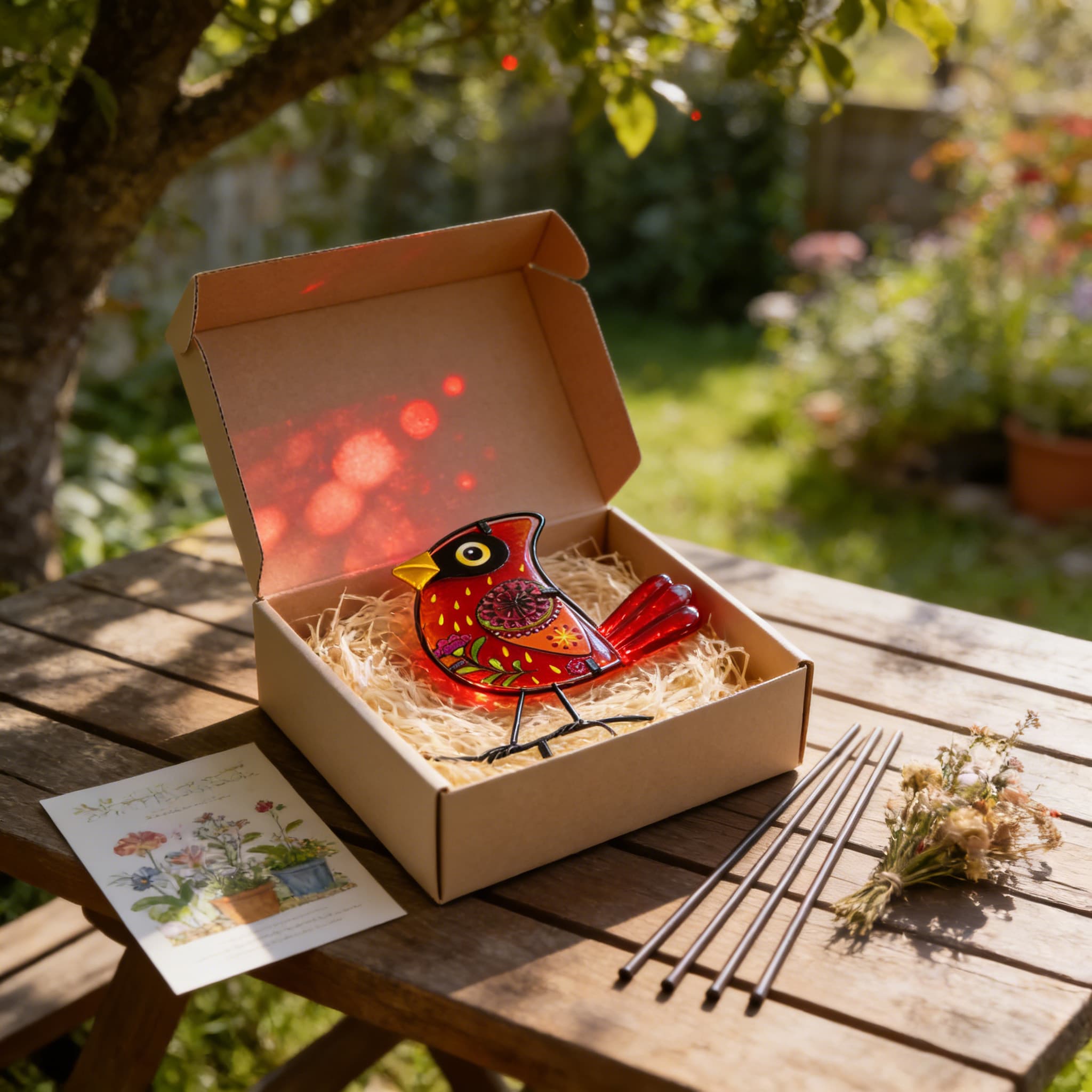 Sea Glass Bird Garden Stake