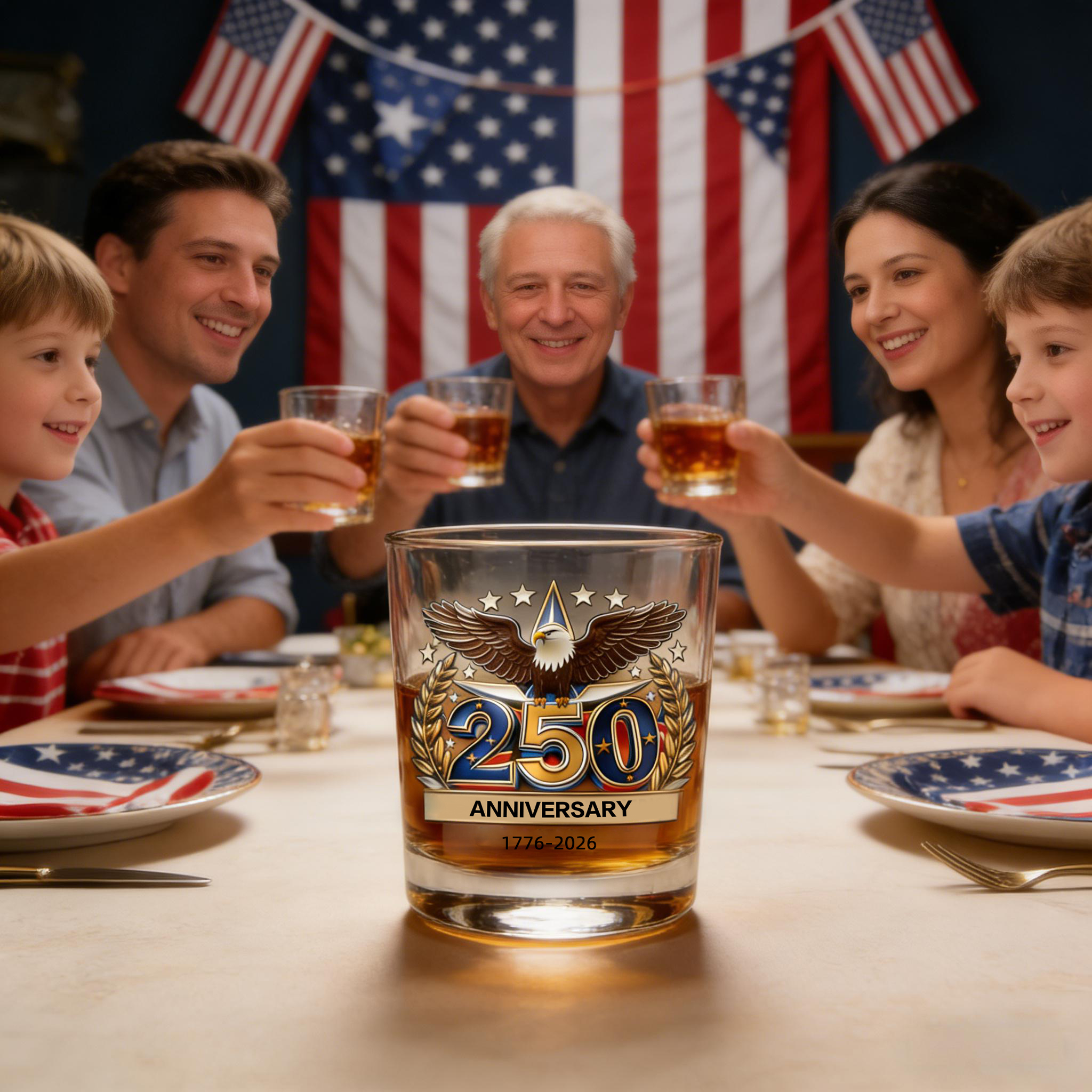 USA 250th Anniversary Whiskey Glass