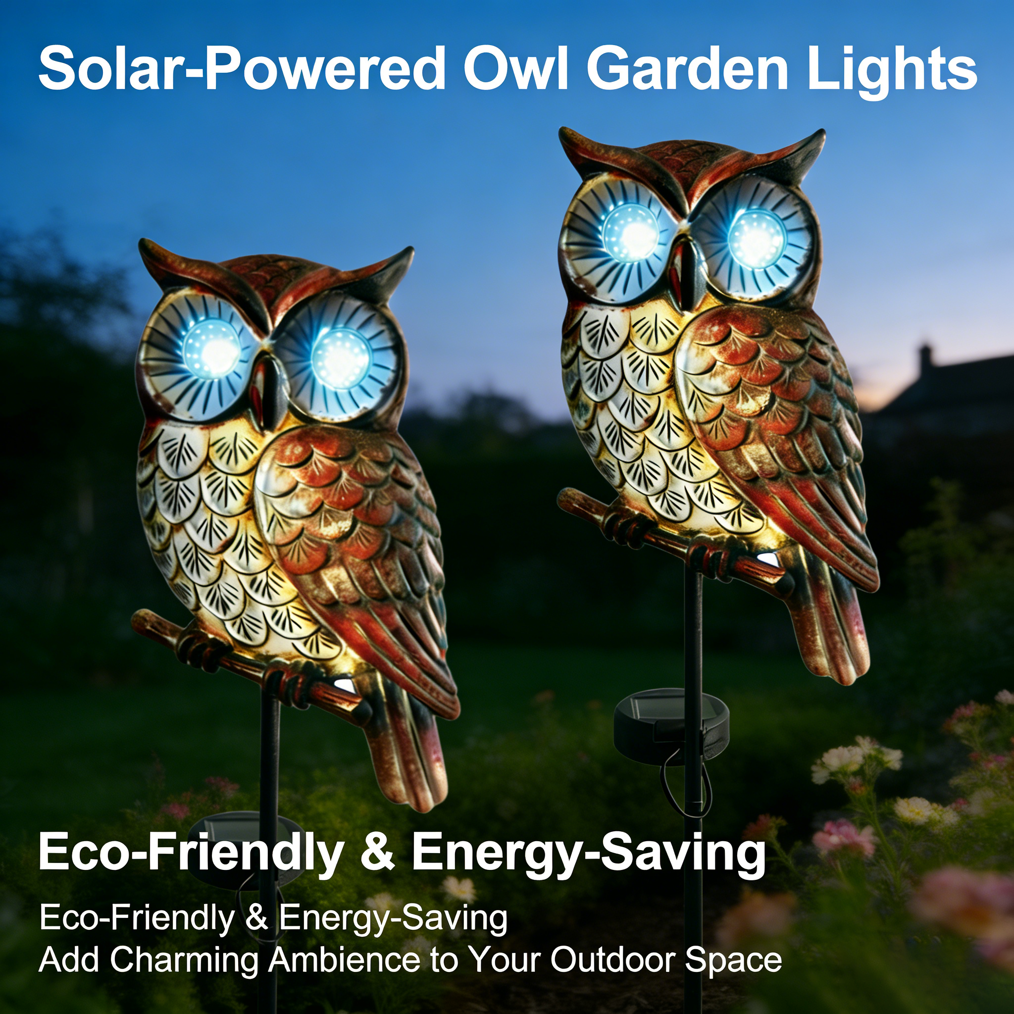 Solar Owl Garden Lights – Charming Outdoor Decor with Glowing Eyes