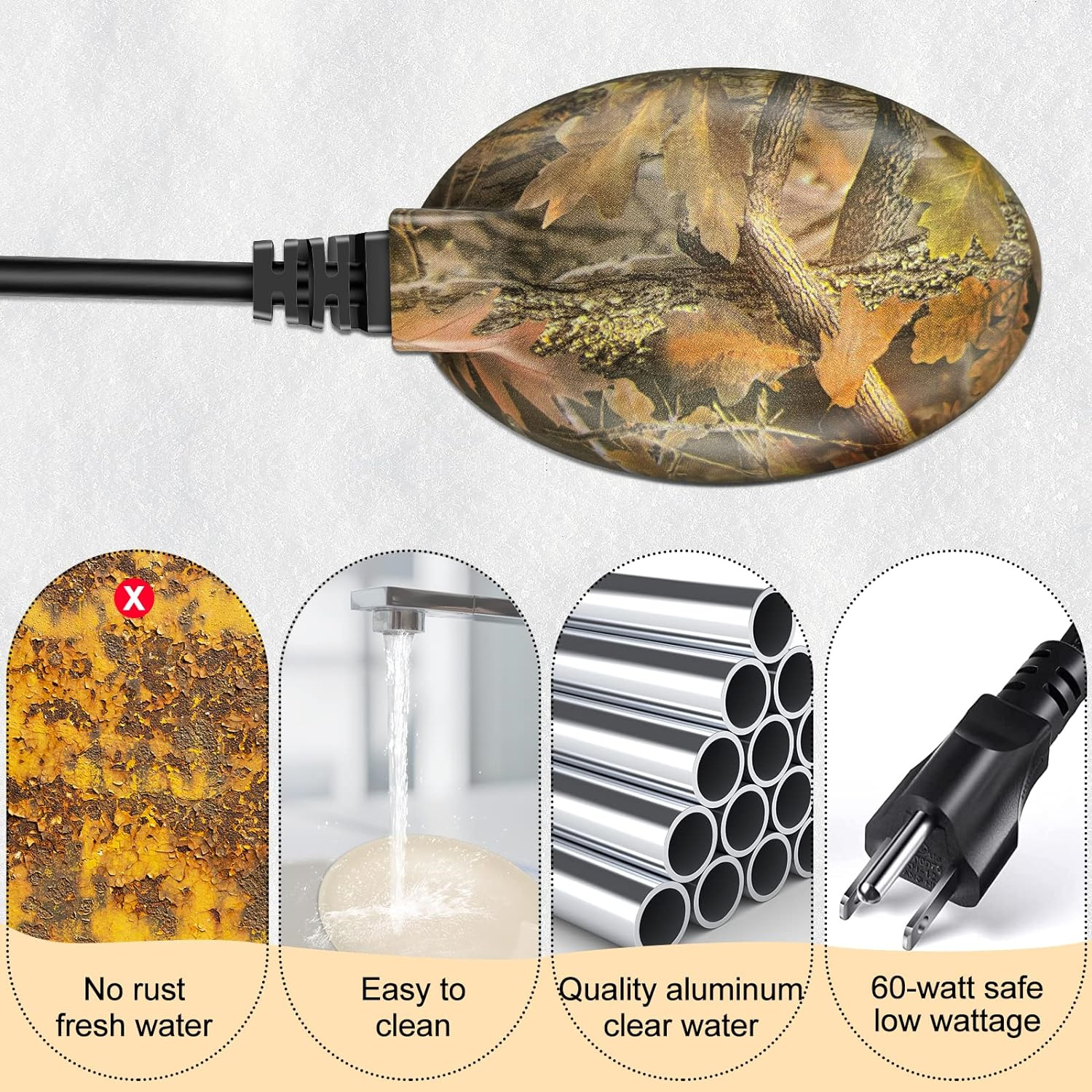 Upgrade Bird Bath Heater for Outdoors in Winter, Thermostatically Controlled, No Water Scale Formation