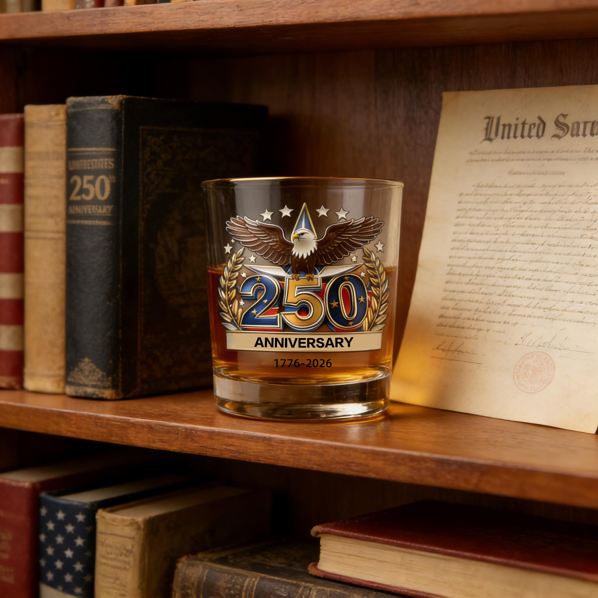 USA 250th Anniversary Whiskey Glass