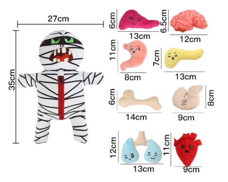 🧟‍♂️ 9-in-1 Zombie Design Dog Toy Plush with Organ Design Plush Chew Toys