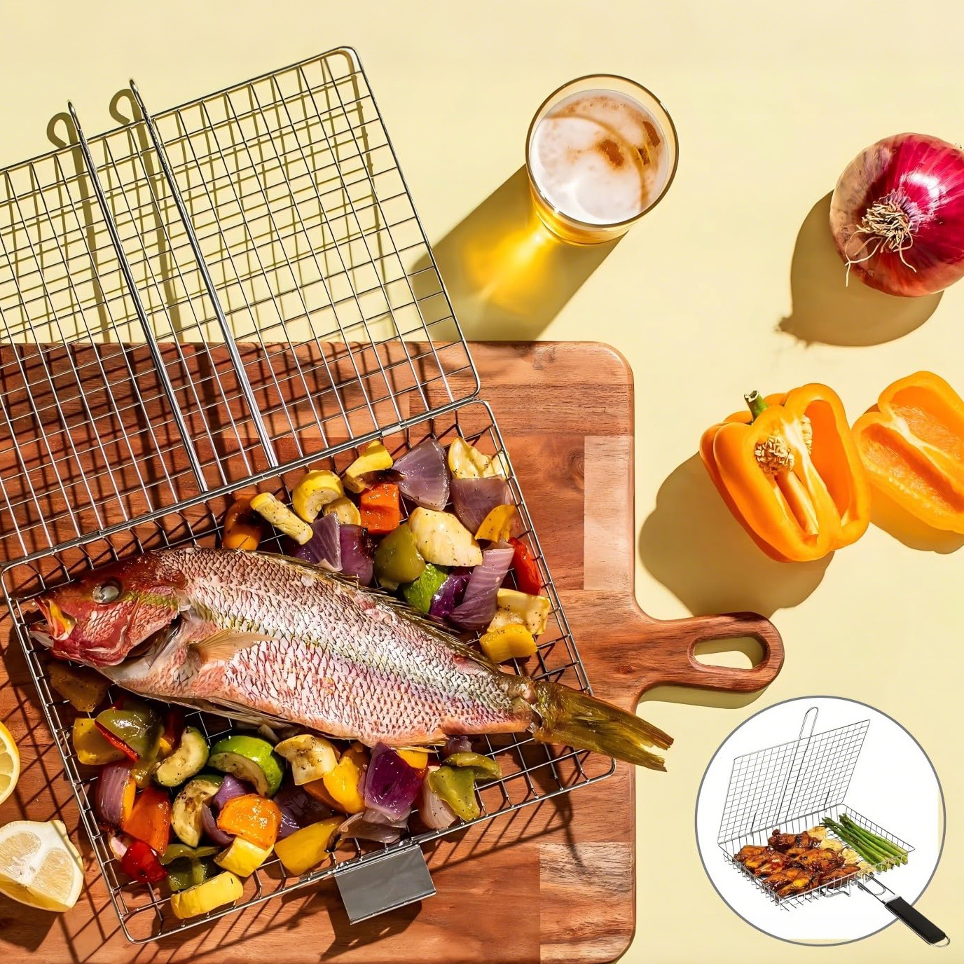 Nesting Three-Dimensional Grill Baskets