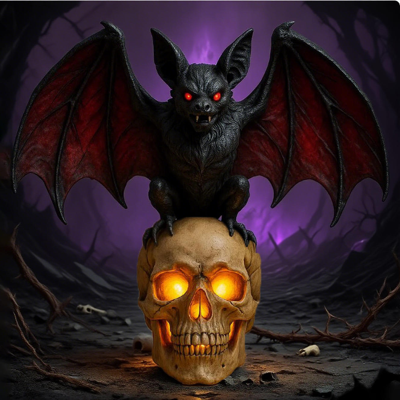 Bat Skull Gothic Art Lamp