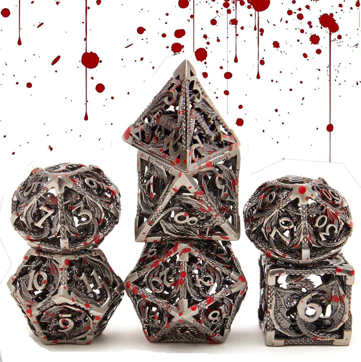 Hollow Metal Dragon Shaped Carving Dice Set