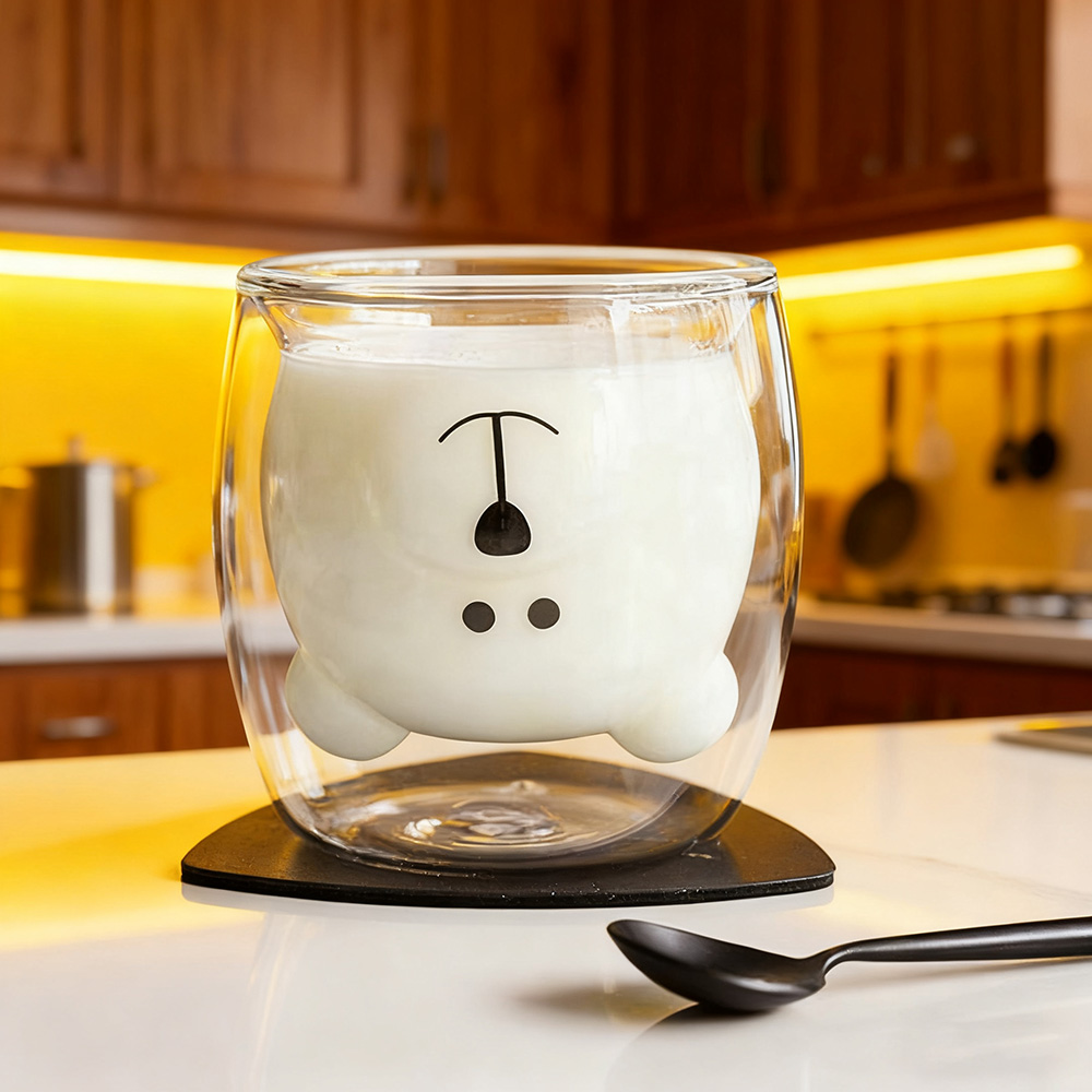 Cute Bear Tea Cup Double Wall Glass 250 ml/ 8.5 oz