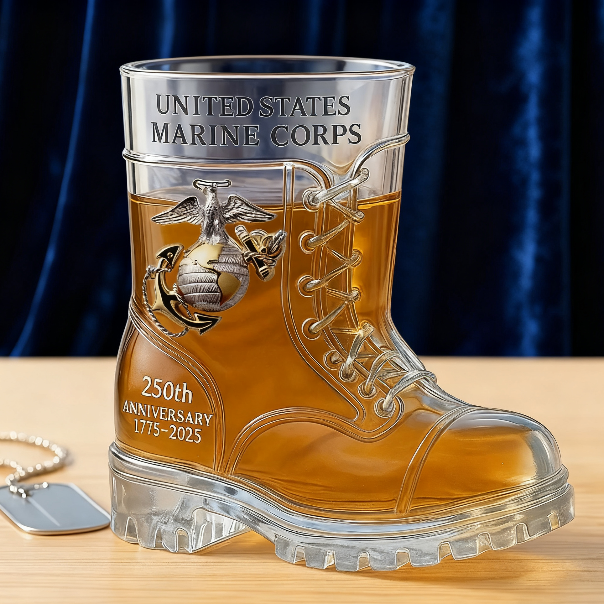 United States Marine Corps 250th Anniversary Boot Glass