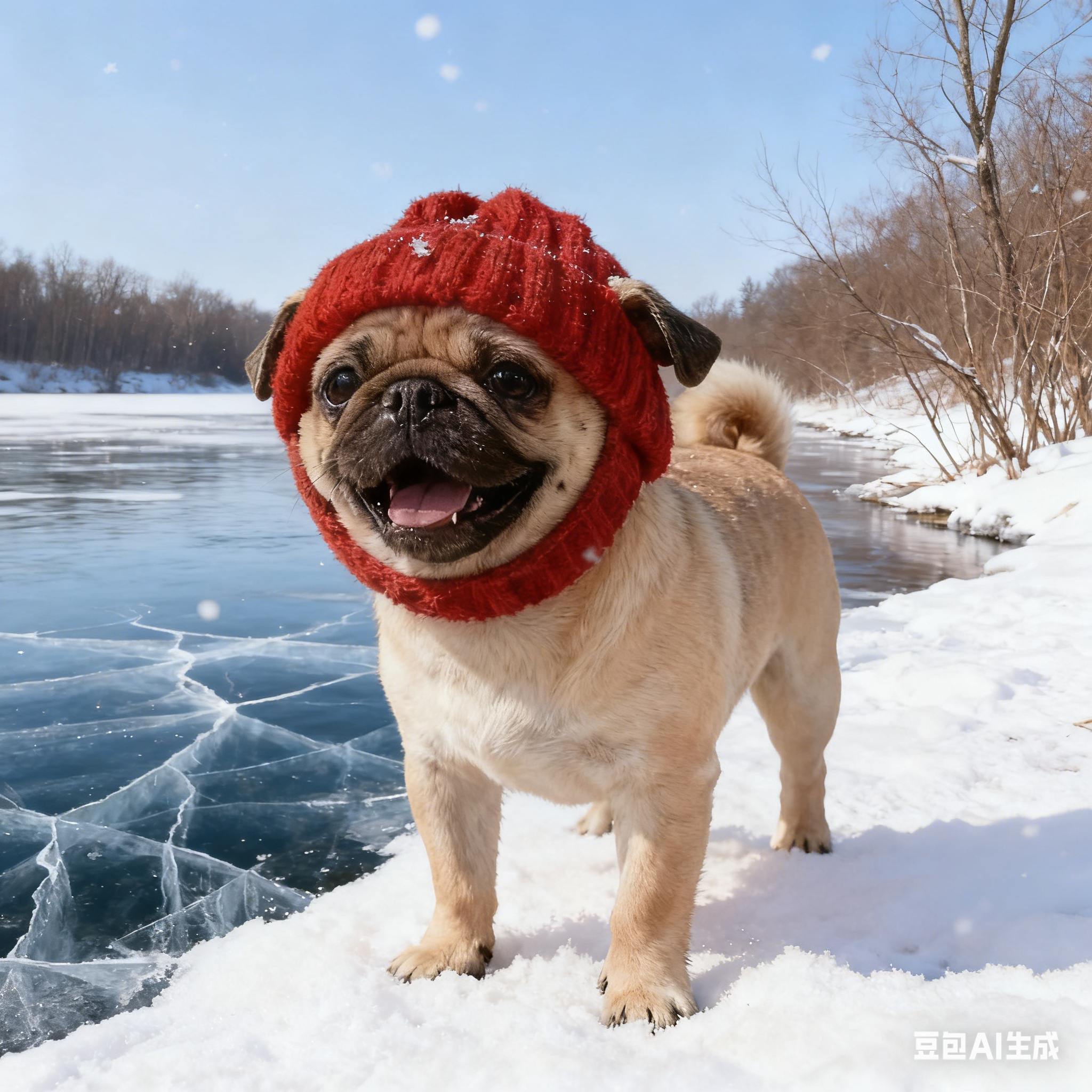 🐾Red Wool Knit Dog Beanie with Ear Flaps – Warm Winter Hat