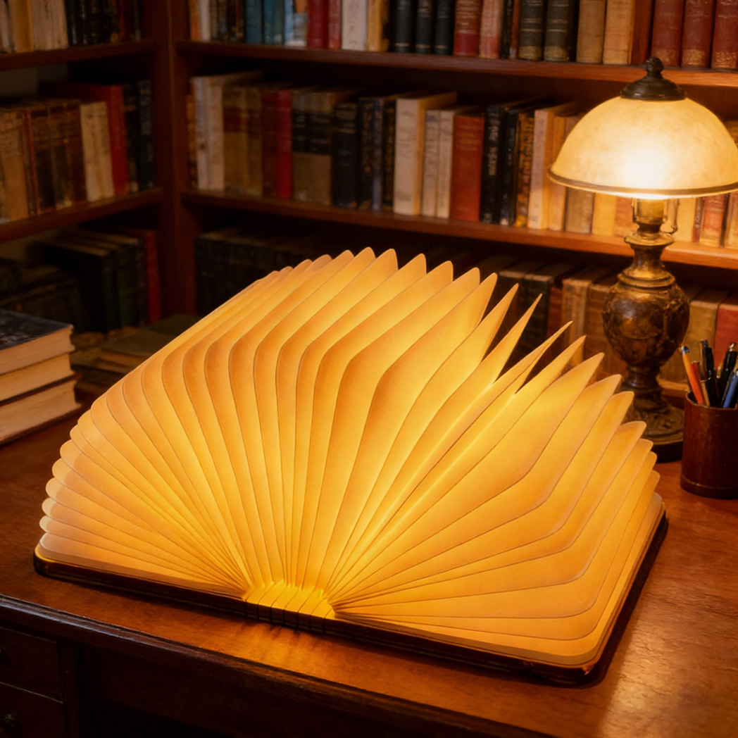 3 Colors Folding Wooden Book Lamp