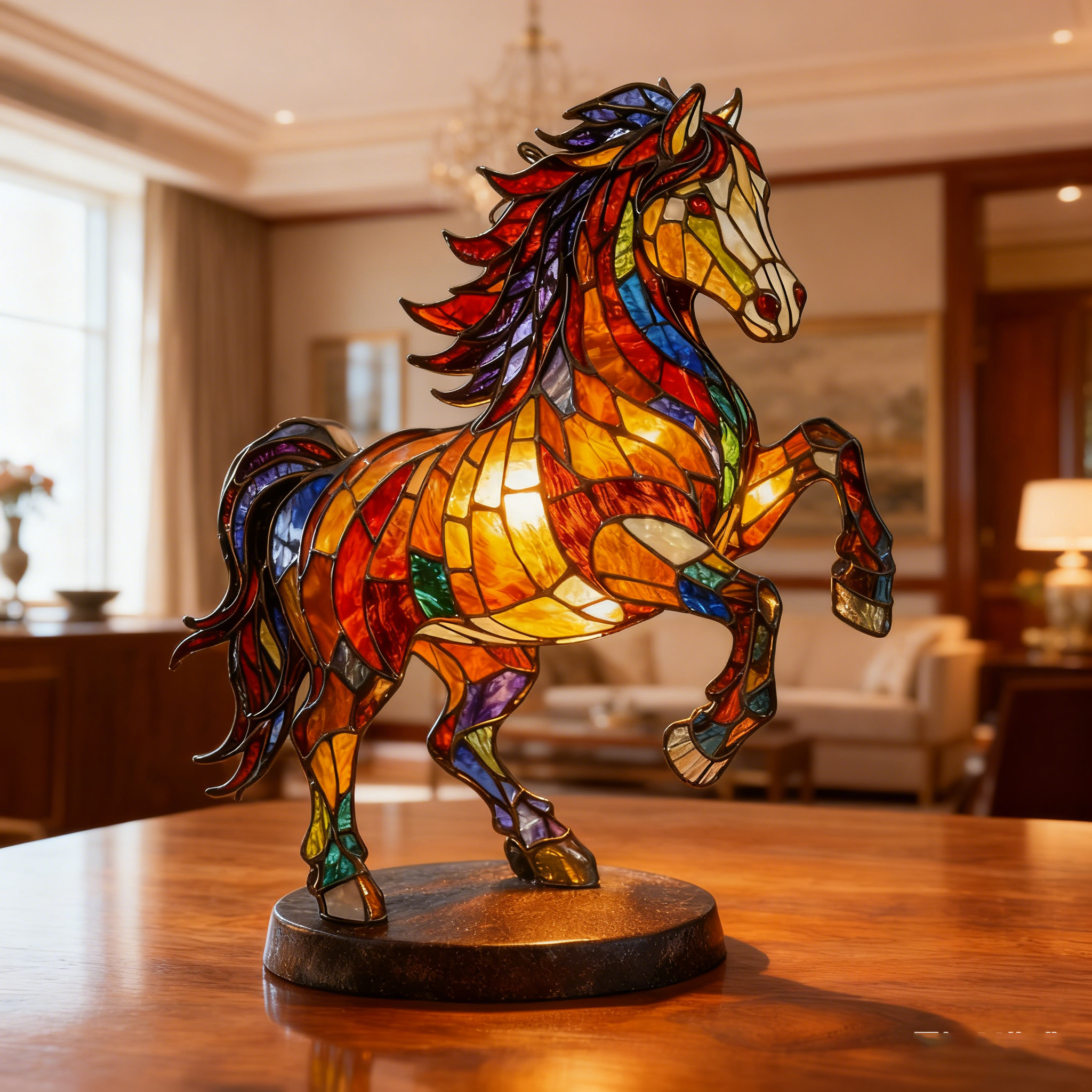 Lucky Stained-Glass Horse Lamp – Year of the Horse 2026 Collector’s Light 🐎✨
