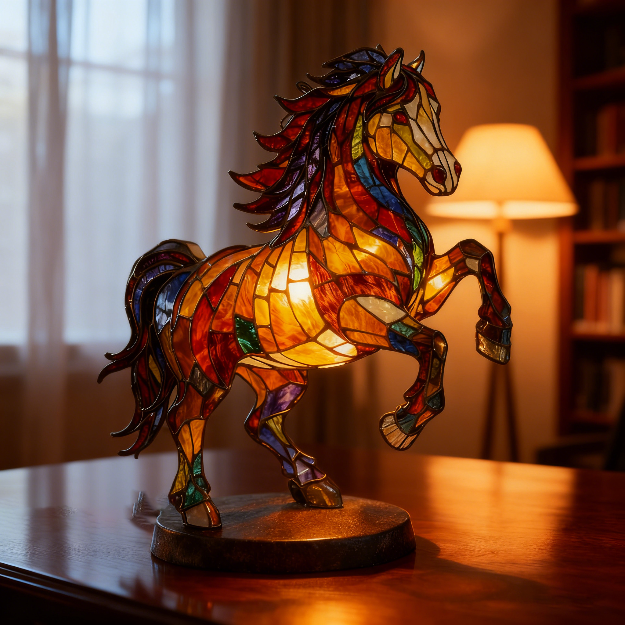 Lucky Stained-Glass Horse Lamp – Year of the Horse 2026 Collector’s Light 🐎✨
