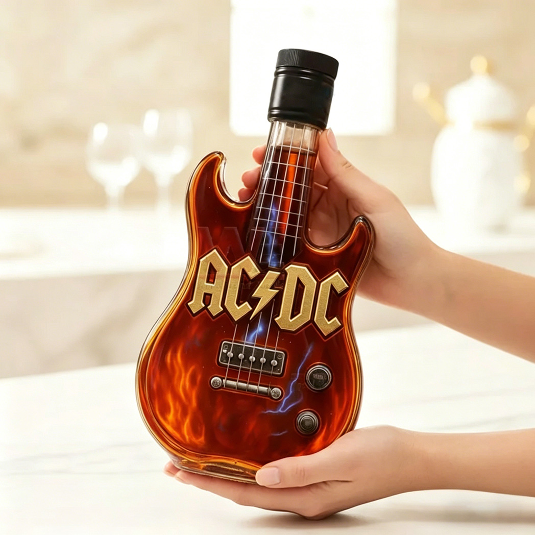 AC/DC Rock Guitar Whiskey Bottle