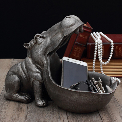 🔥2024 funny home decor ！Hippo Statue candy dish decorative bowl