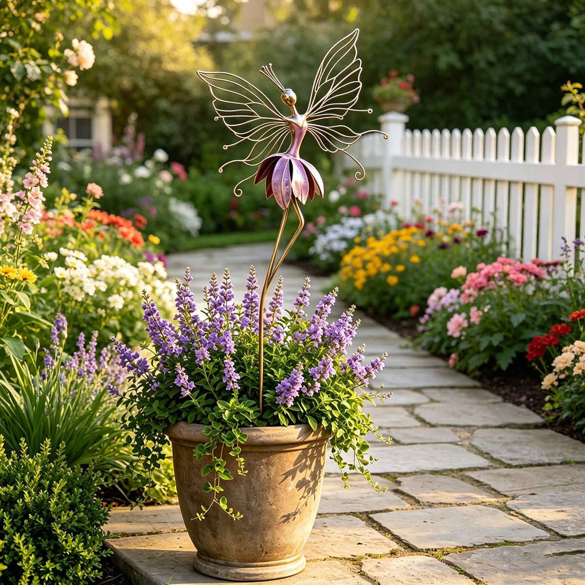 Whimsical Fairy Blossom Garden Stake