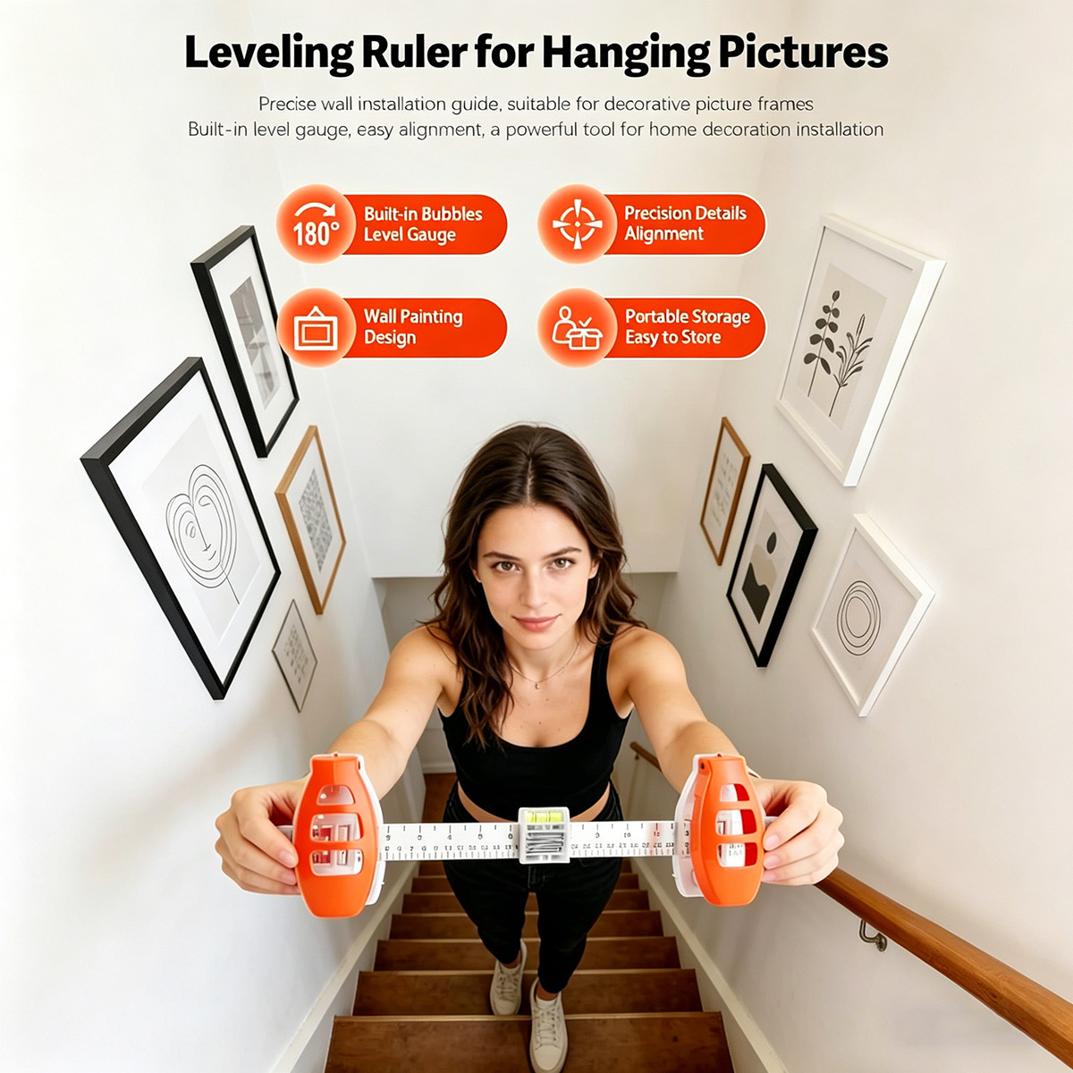 3-in-1 Level Ruler Picture Hanging Tool