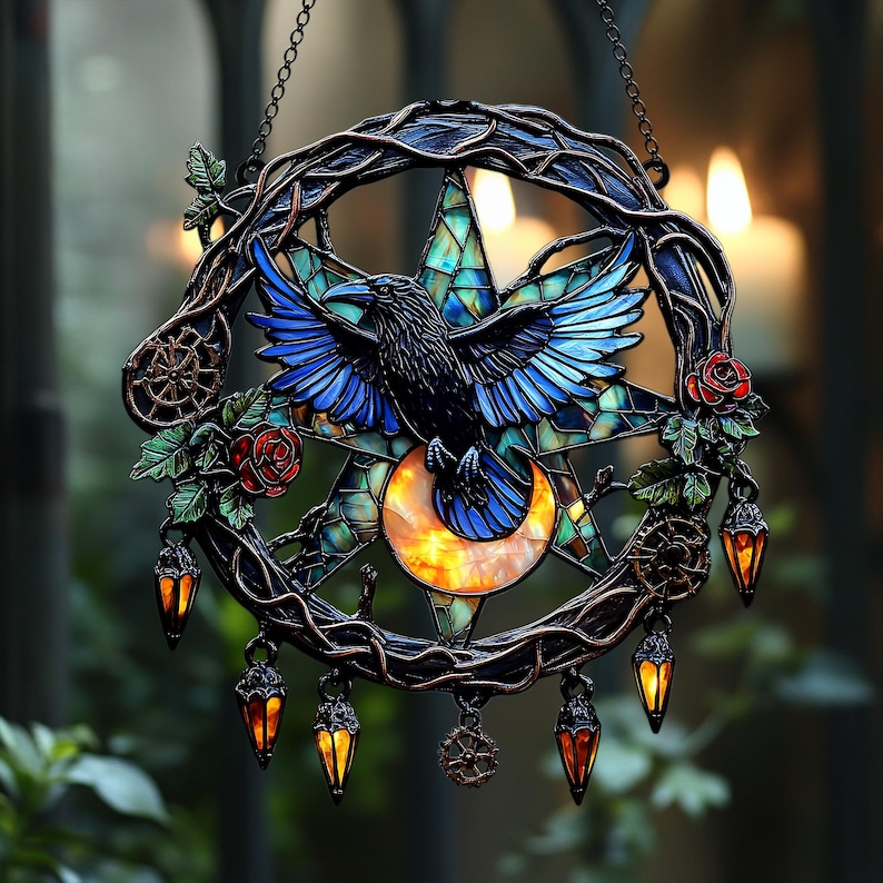 Gothic Crescent Window Hanging Suncatcher