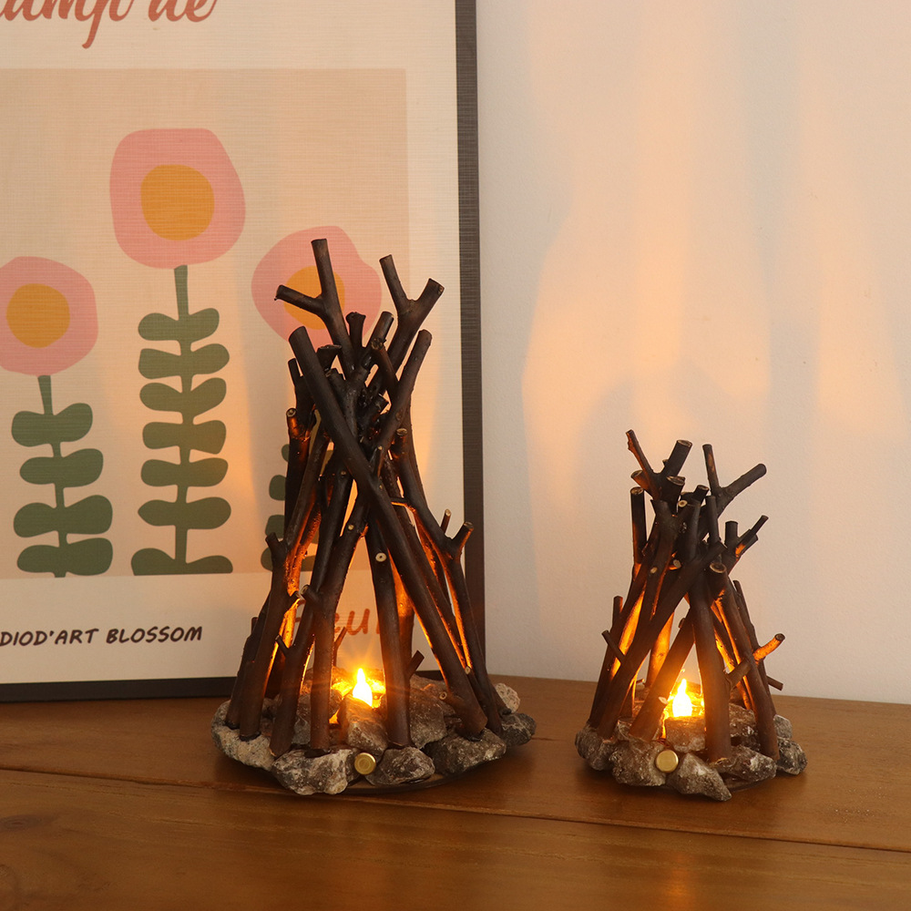 Handmade Tree Branches LED Burning Bonfire Night Light