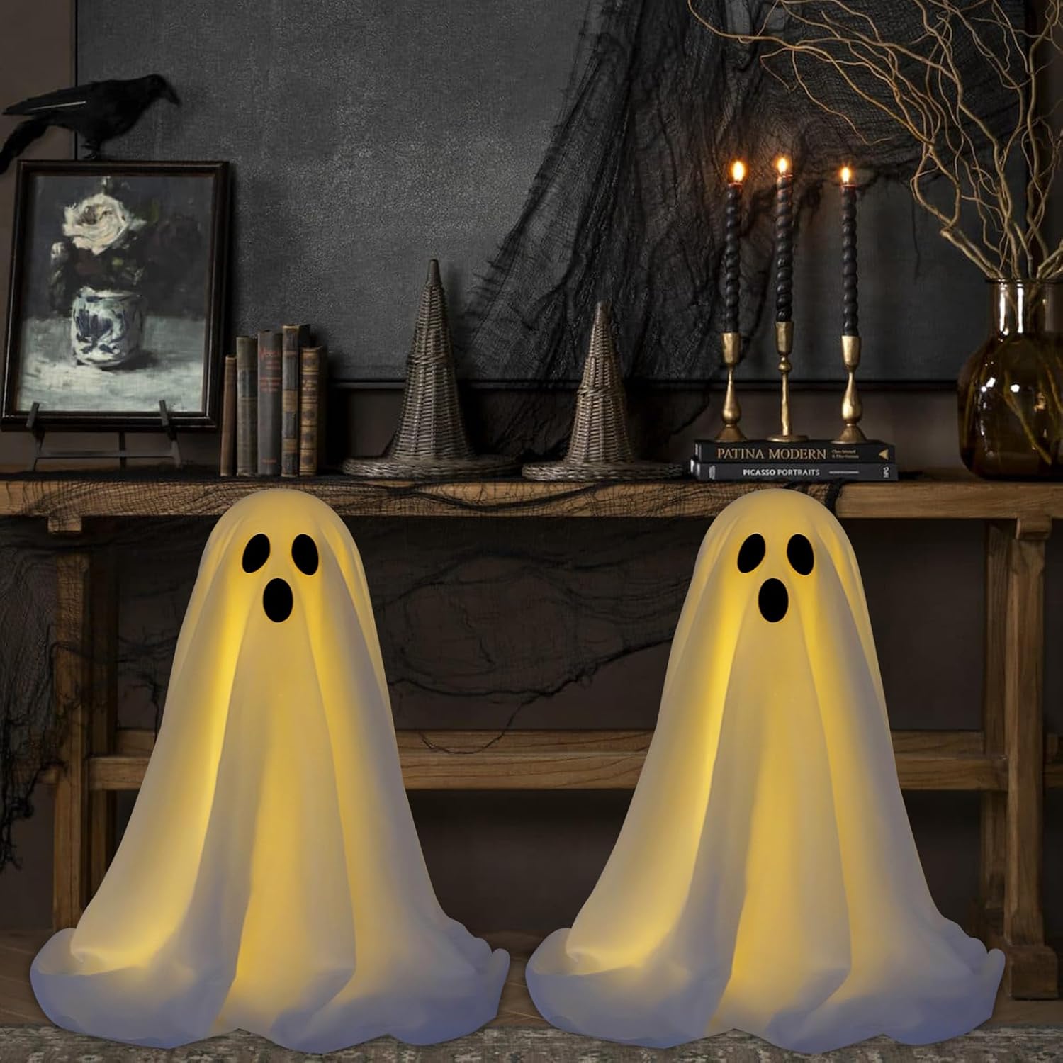 Spooky Ghost Decor with String Light （1 pack）