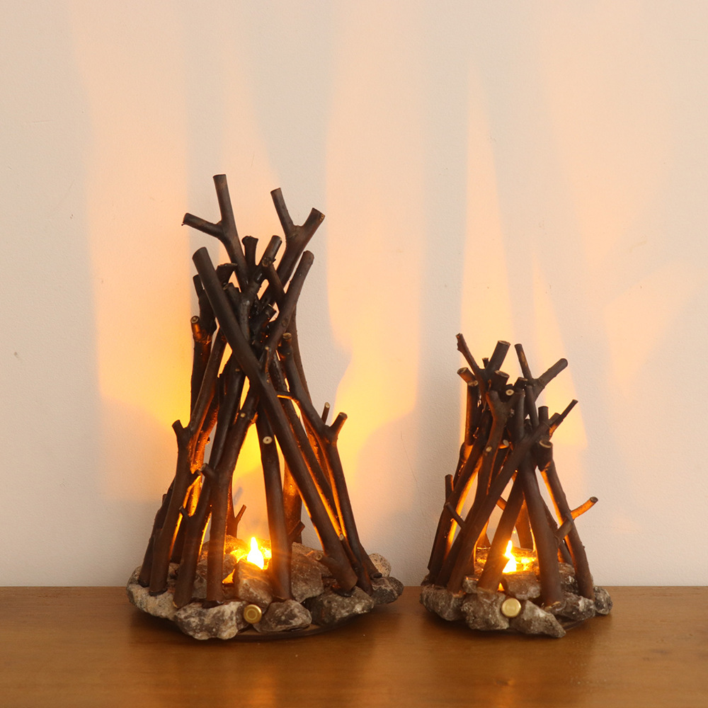 Handmade Tree Branches LED Burning Bonfire Night Light