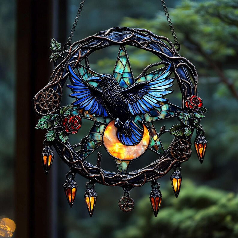 Gothic Crescent Window Hanging Suncatcher
