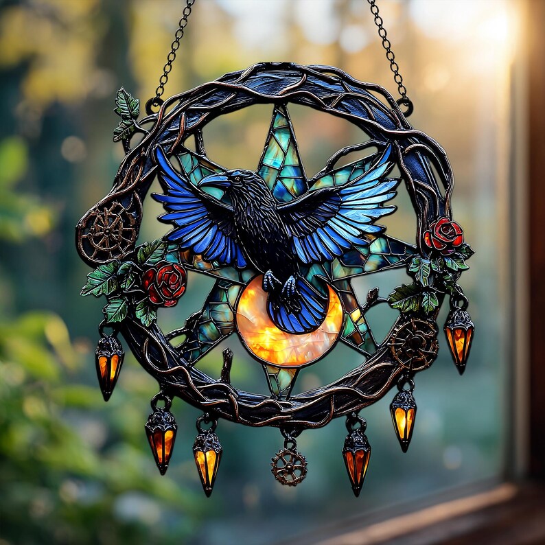 Gothic Crescent Window Hanging Suncatcher