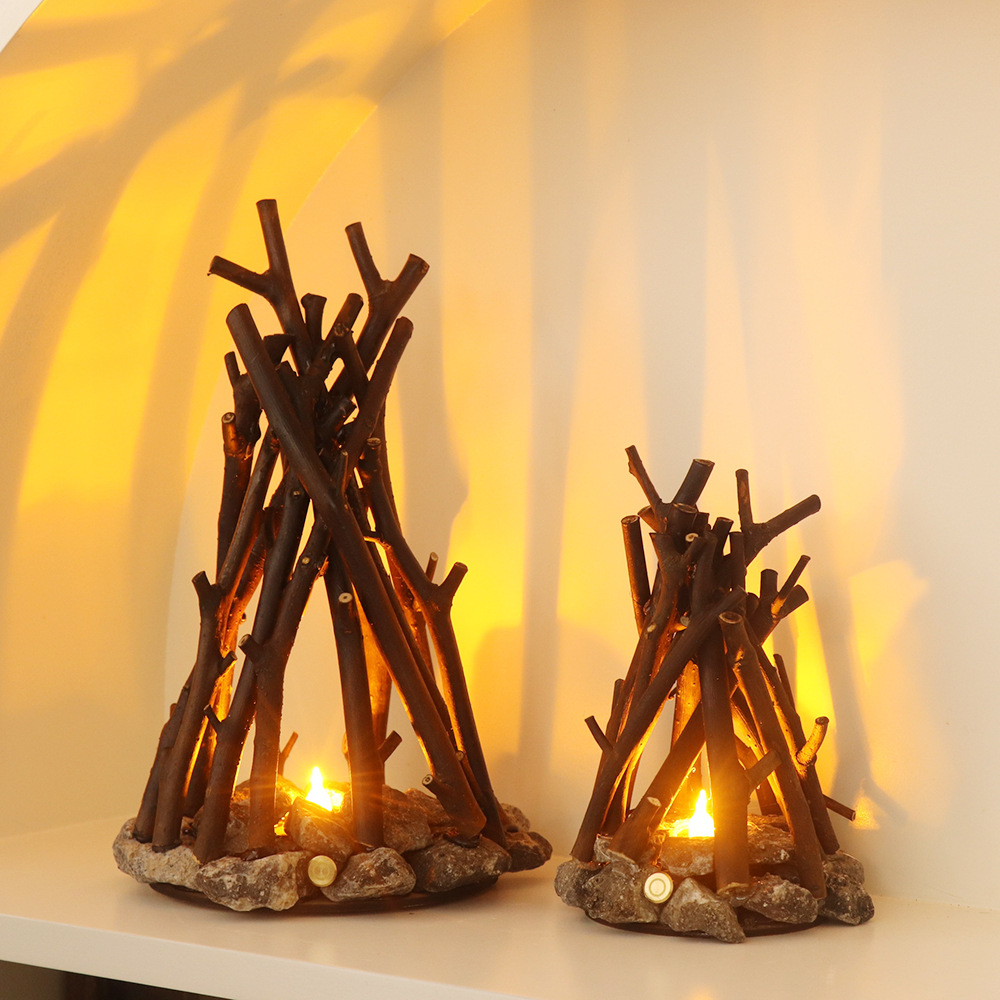 Handmade Tree Branches LED Burning Bonfire Night Light