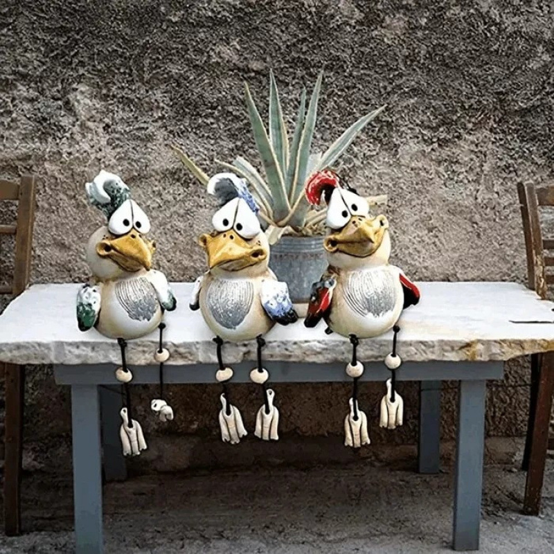 🐦 Whimsical Shelf Sitter Chicken Figurines – 3 Unique Styles ✨