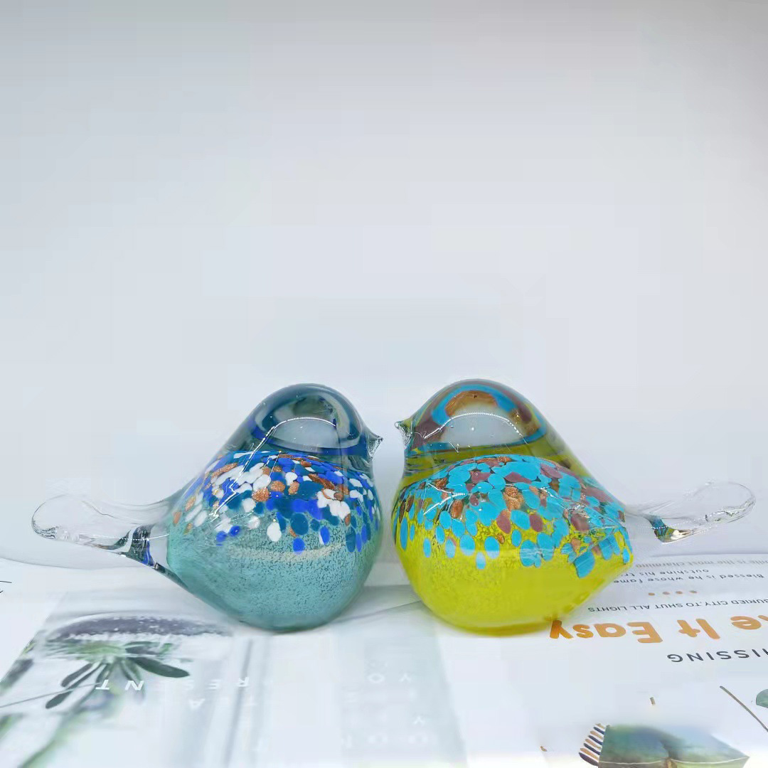 Hand Blown Glass Bird Statue