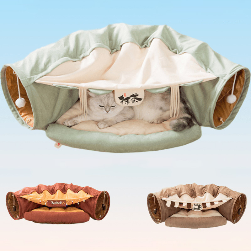 2-in-1 Cat Bed Play Tunnel