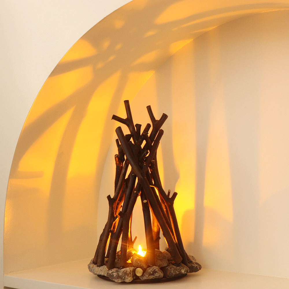Handmade Tree Branches LED Burning Bonfire Night Light