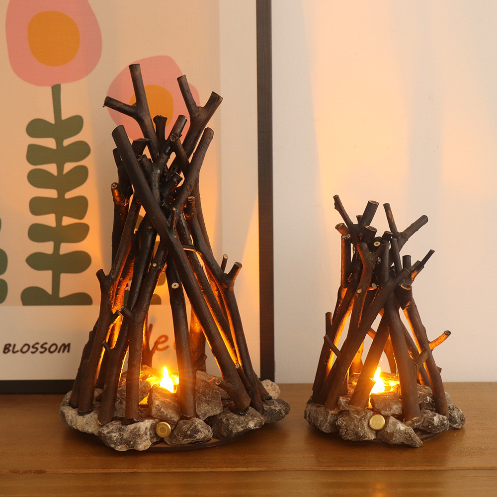 Handmade Tree Branches LED Burning Bonfire Night Light
