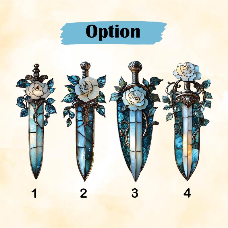 White Rose Sword Acrylic Suncatcher