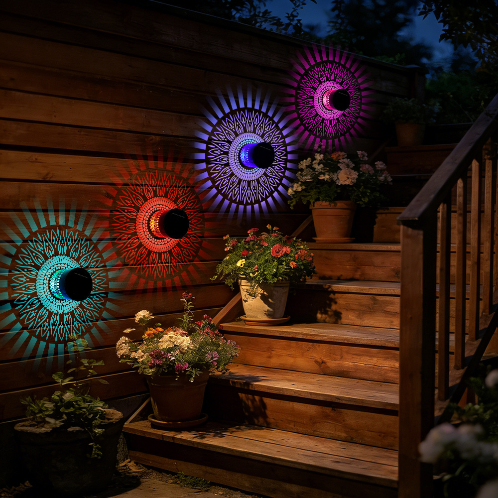 🌞 Solar Mandala Projection Light – Boho Outdoor Ambiance ✨