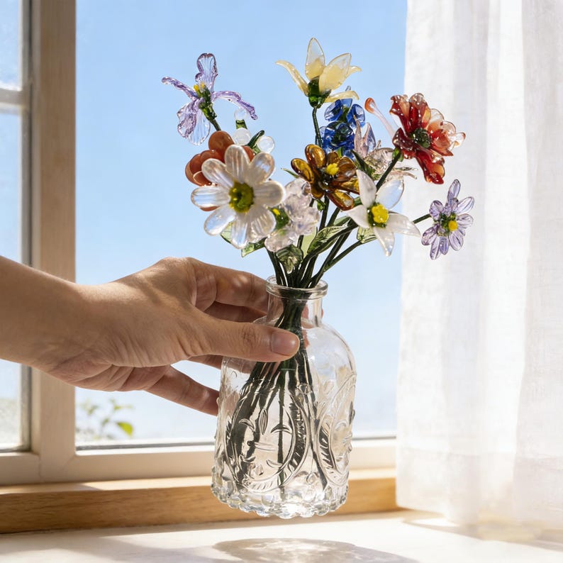 Glass Flower Bouquet---Mother's Day Gift