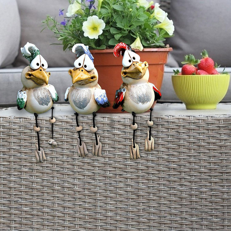 🐦 Whimsical Shelf Sitter Chicken Figurines – 3 Unique Styles ✨