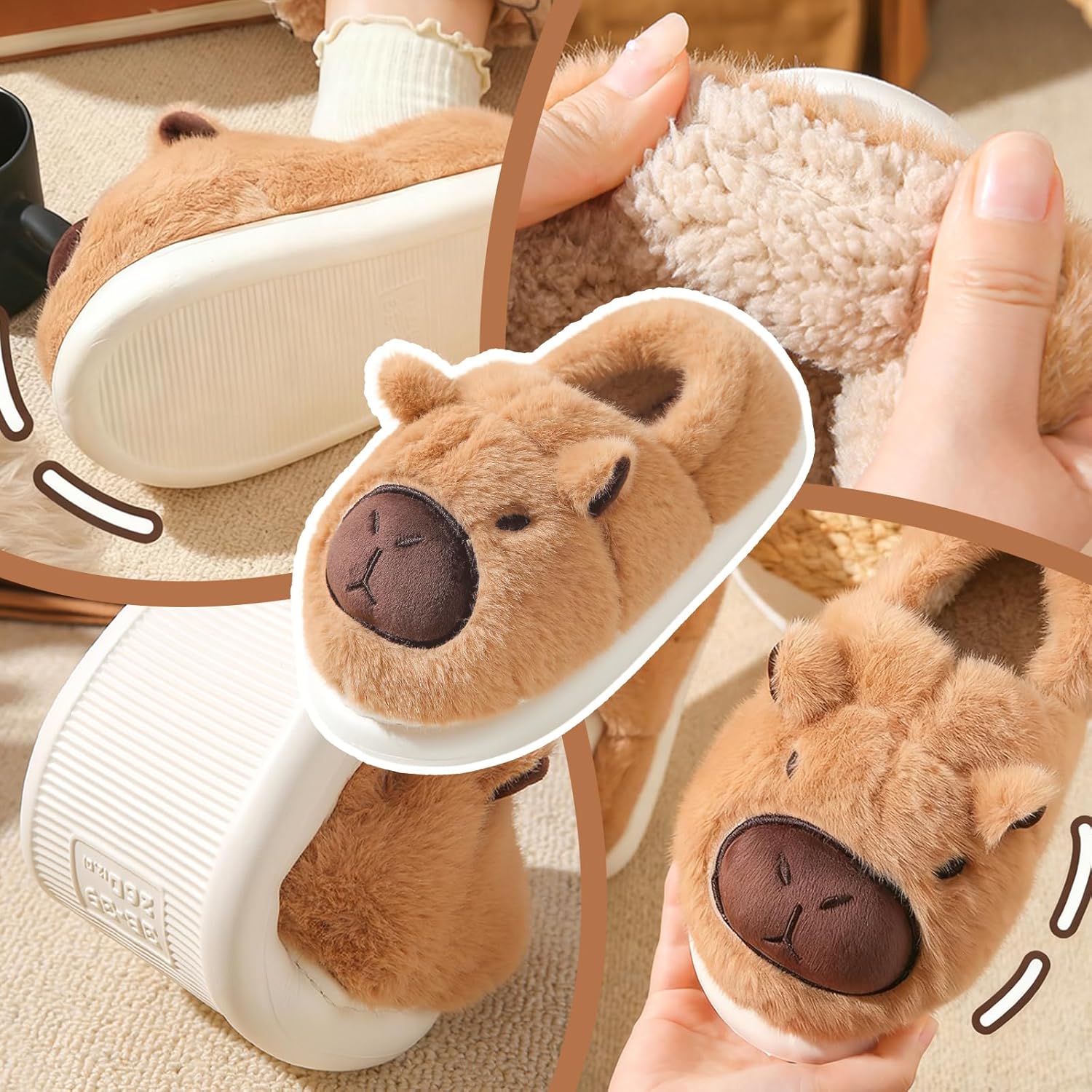 Capybara Slippers - Cute Animal Plush Slippers