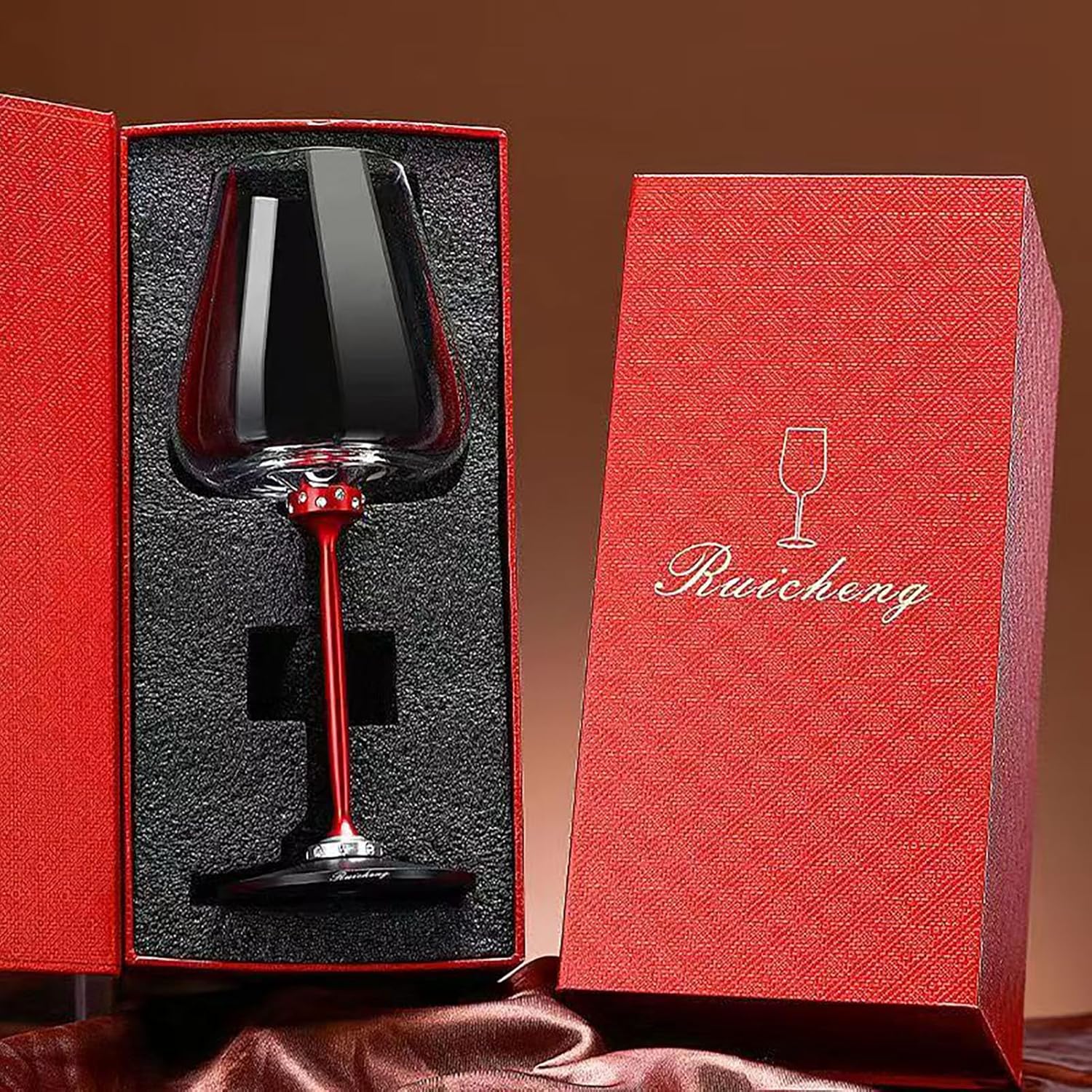 Rotating Crystal Glass Red Wine or White Wine Glass