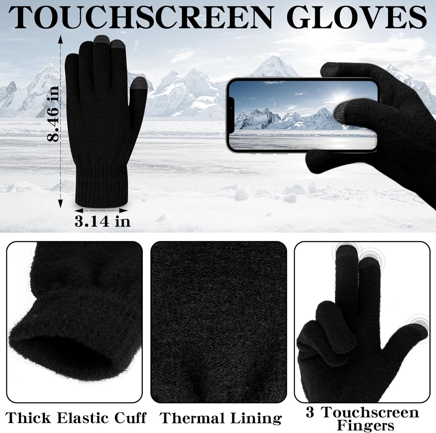 Winter Beanie Hat Scarf Gloves