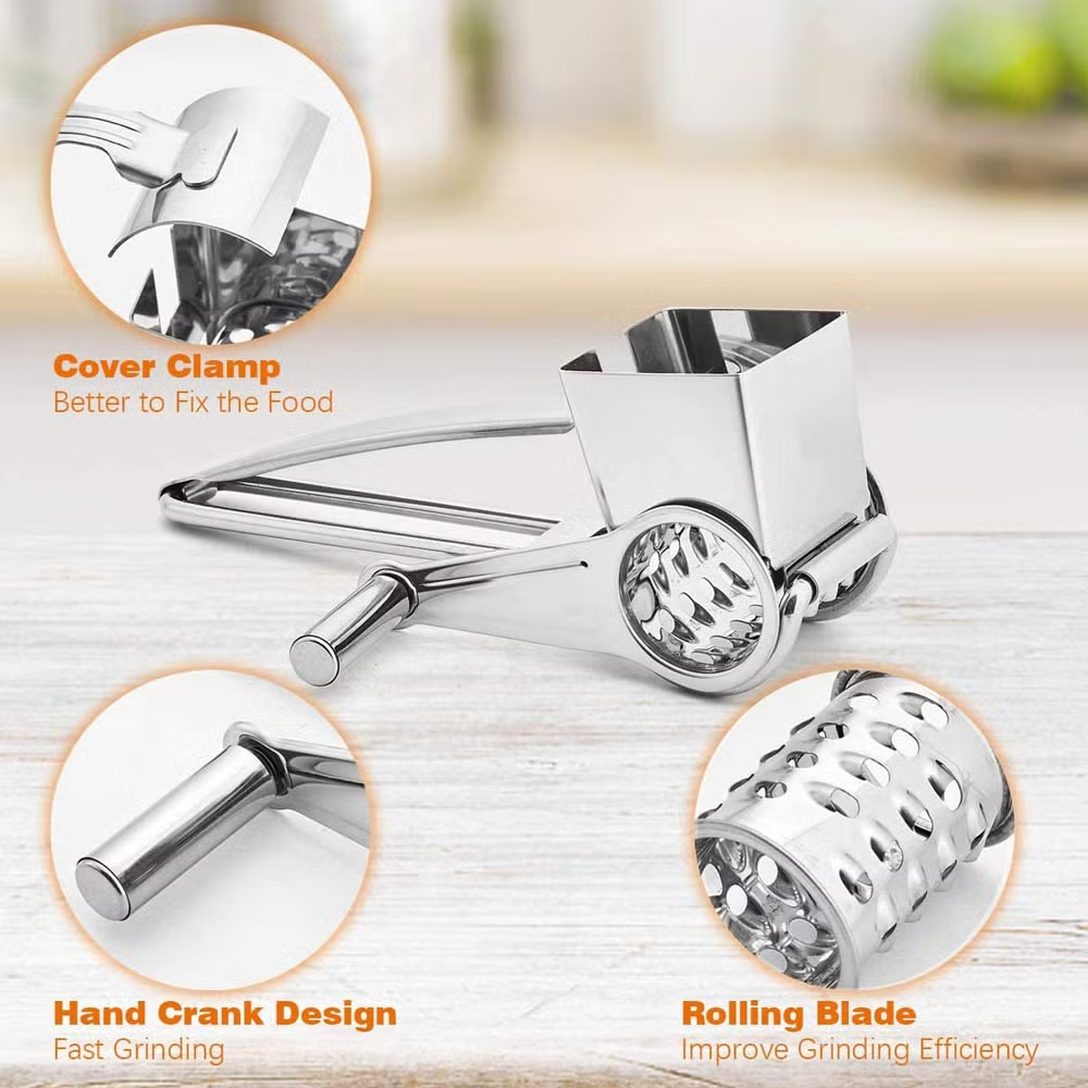 ✨✨Stainless Steel Multi-Function Handheld Rotary Cheese Grater 